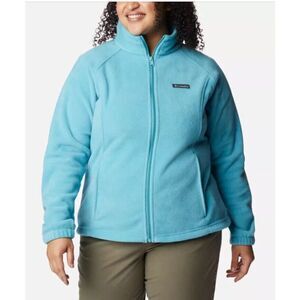 Columbia Women's Large Zip Up Blue Fleece Plush Jacket Long Slv Pockets Outdoor‎